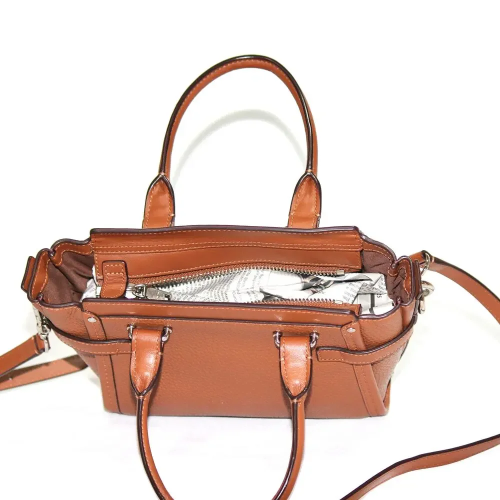 Coach Swagger Pebbled Brown Leather Satchel Bag